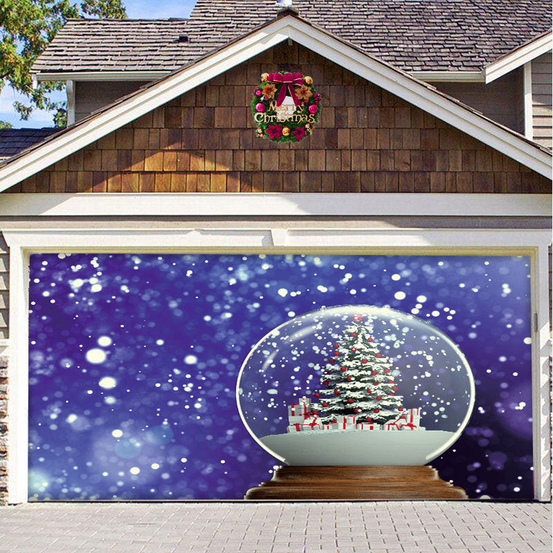 Rideau de Noël en Tissu pour Porte de Garage - Décoration de Fête