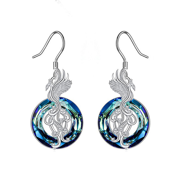 Collier en Cristal Phoenix et Boucles d'Oreilles Colorées pour Femmes