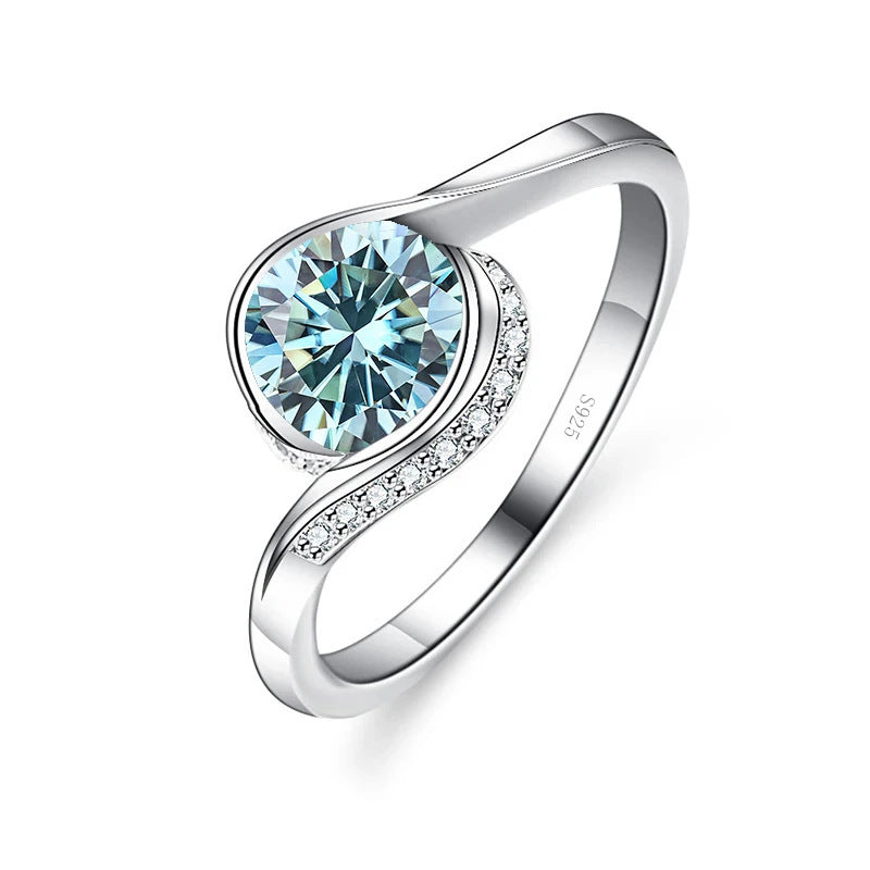 Bague en Moissanite S925 en Argent Sterling pour Femmes