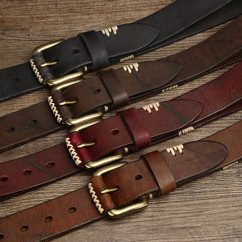 Ceinture en Cuir de Vachette Retro Artisanale - Allomarc.com