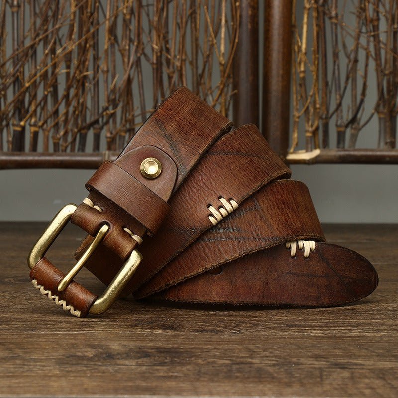 Ceinture en Cuir de Vachette Retro Artisanale - Allomarc.com