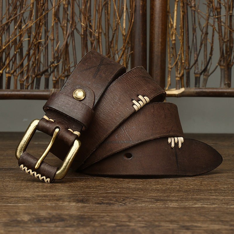Ceinture en Cuir de Vachette Retro Artisanale - Allomarc.com