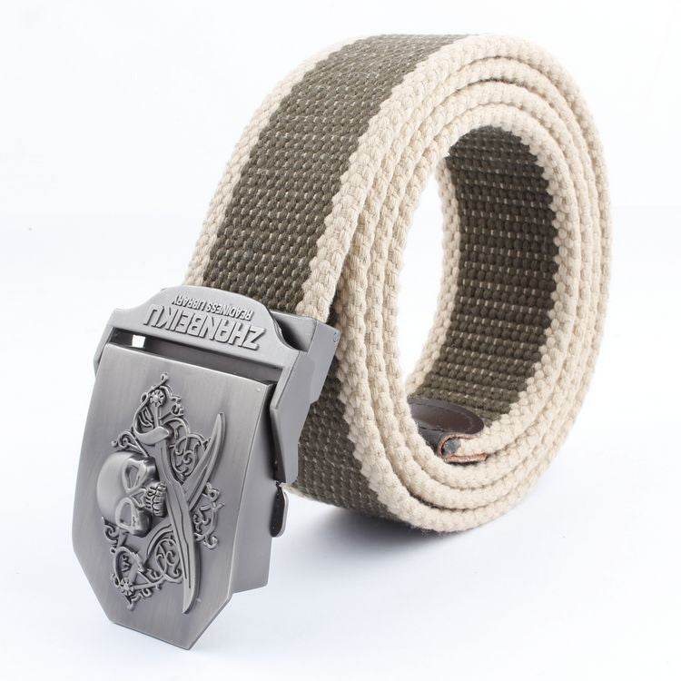 Ceinture en Toile à Double Couteau Skull - Allomarc.com