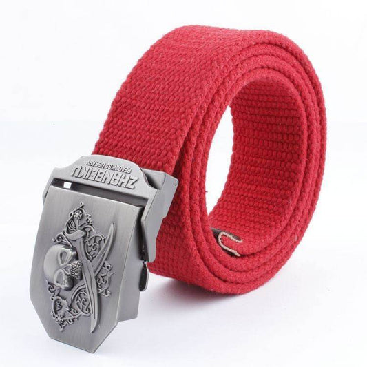 Ceinture en Toile à Double Couteau Skull - Allomarc.com