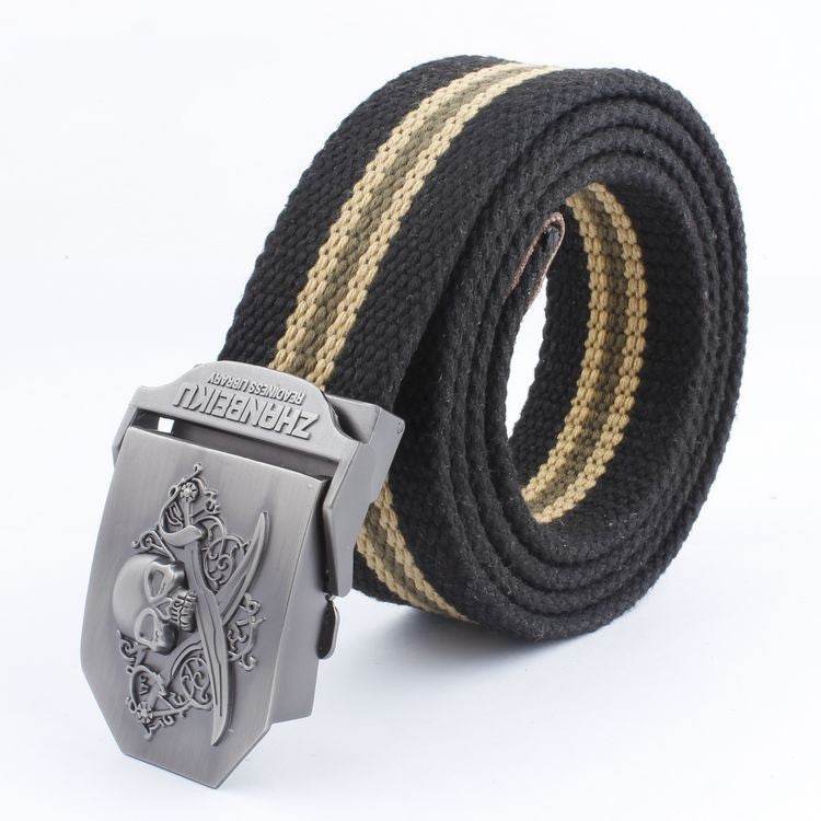 Ceinture en Toile à Double Couteau Skull - Allomarc.com