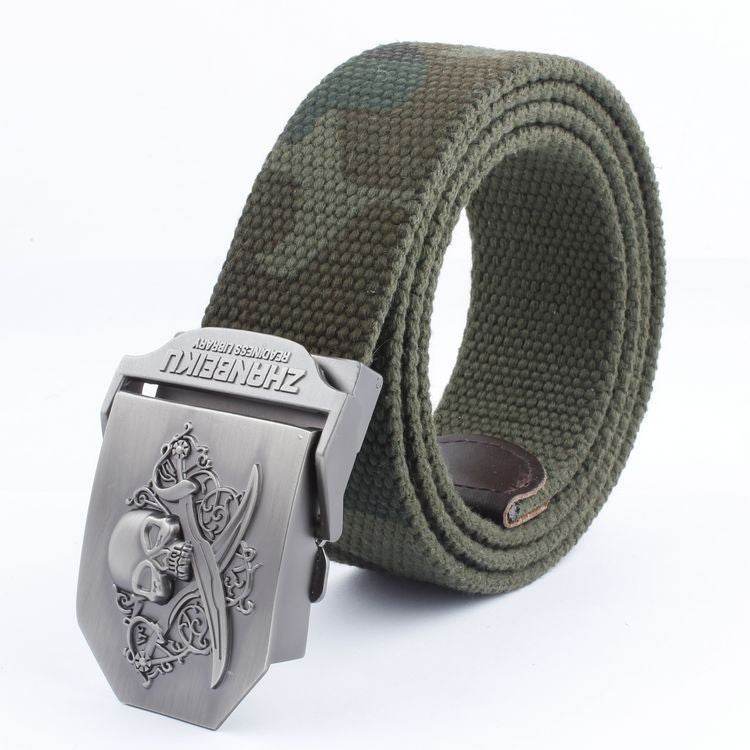 Ceinture en Toile à Double Couteau Skull - Allomarc.com