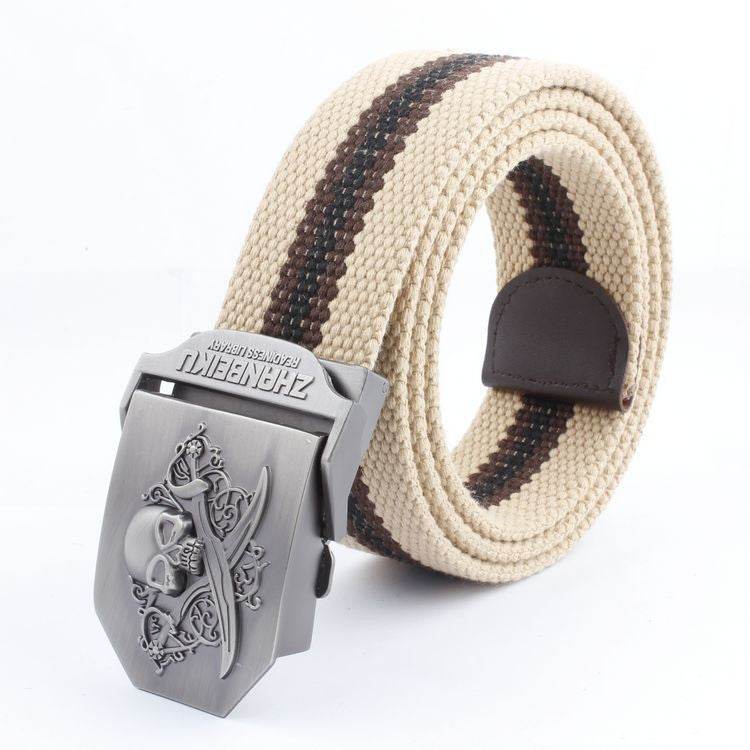 Ceinture en Toile à Double Couteau Skull - Allomarc.com