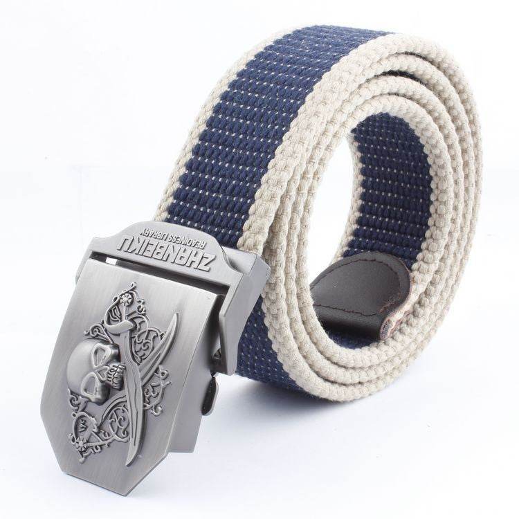 Ceinture en Toile à Double Couteau Skull - Allomarc.com