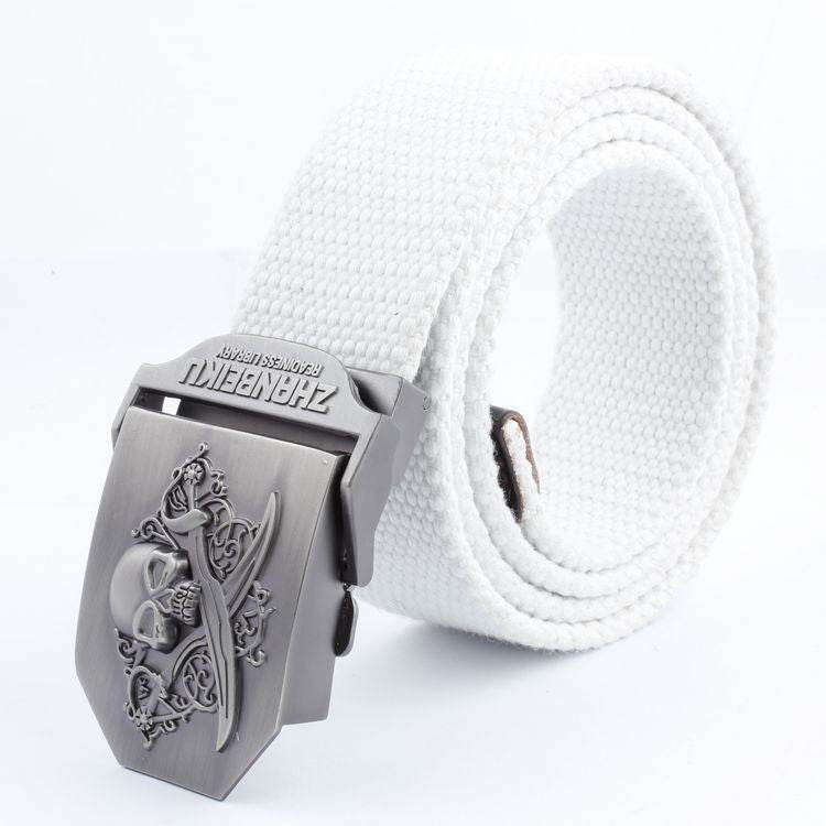 Ceinture en Toile à Double Couteau Skull - Allomarc.com