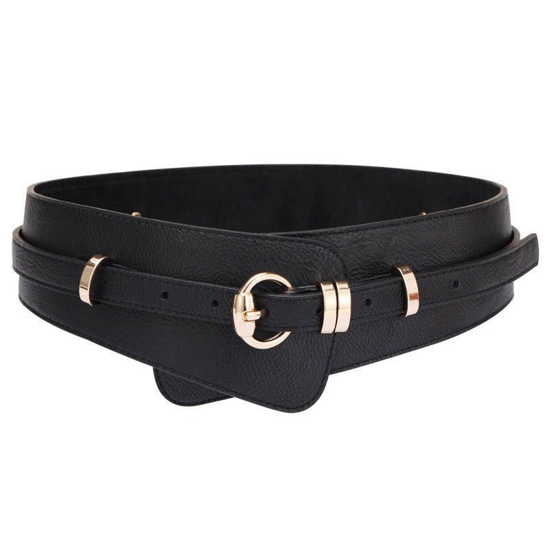 Ceinture Large en Cuir Litchi pour Femmes avec Boucle à Épingle - Allomarc.com