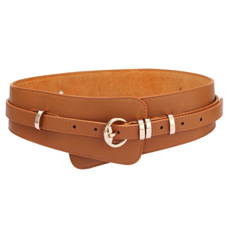 Ceinture Large en Cuir Litchi pour Femmes avec Boucle à Épingle - Allomarc.com