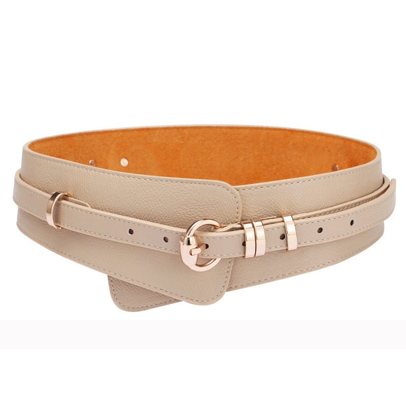 Ceinture Large en Cuir Litchi pour Femmes avec Boucle à Épingle - Allomarc.com