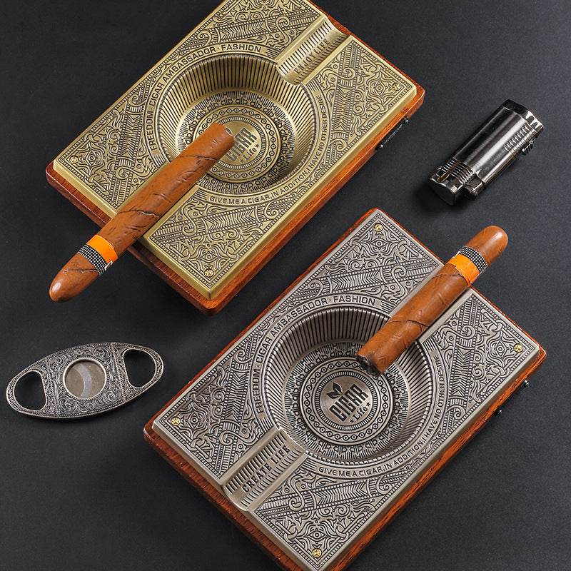 Cendrier Double Slot en Bois et Métal - Allomarc.com