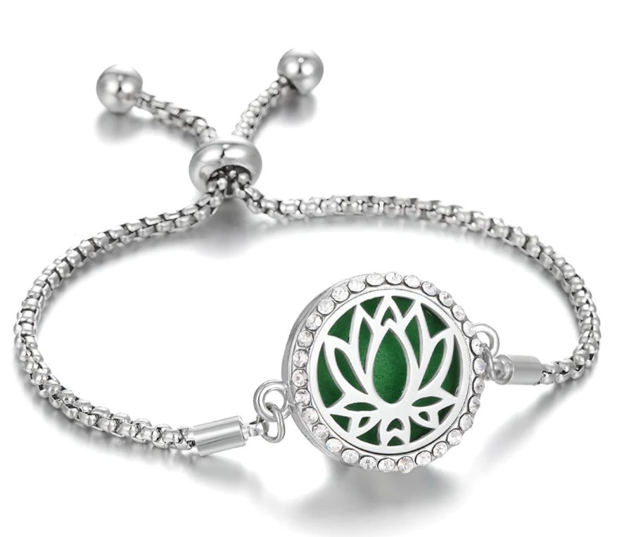 Bracelet Aromathérapie Ajustable en Acier Inoxydable Creux