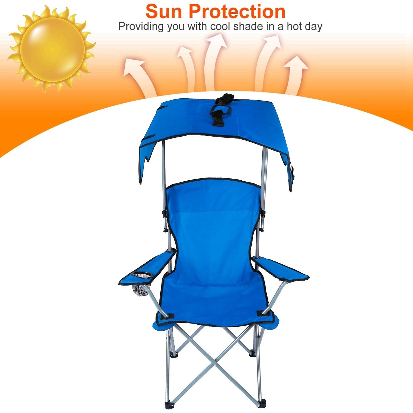 Chaise de Camping Pliable avec Canopy et Porte - Gobelet - Charge Maximale de 330LBS - Allomarc.com
