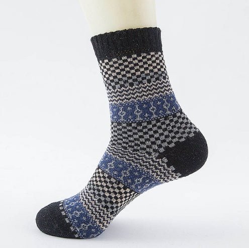 Chaussettes en Laine Épaisses et Chaudes avec Rayures - Chaussettes Décontractées et Professionnelles - Allomarc.com