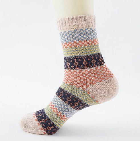 Chaussettes en Laine Épaisses et Chaudes avec Rayures - Chaussettes Décontractées et Professionnelles - Allomarc.com