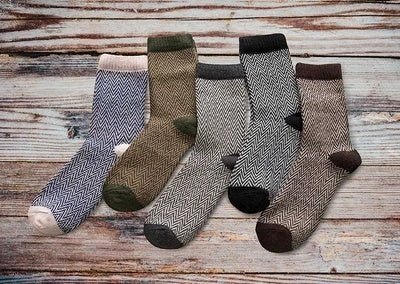 Chaussettes en Laine Épaisses et Chaudes avec Rayures - Chaussettes Décontractées et Professionnelles - Allomarc.com
