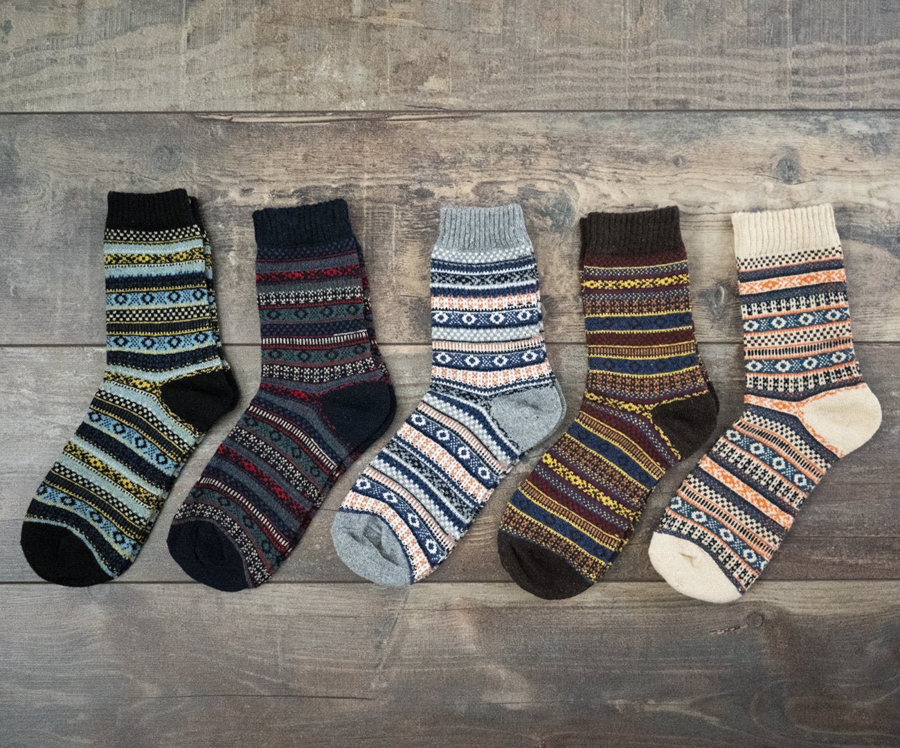 Chaussettes en Laine Épaisses et Chaudes avec Rayures - Chaussettes Décontractées et Professionnelles - Allomarc.com