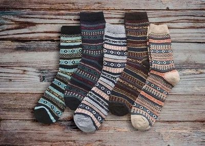 Chaussettes en Laine Épaisses et Chaudes avec Rayures - Chaussettes Décontractées et Professionnelles - Allomarc.com