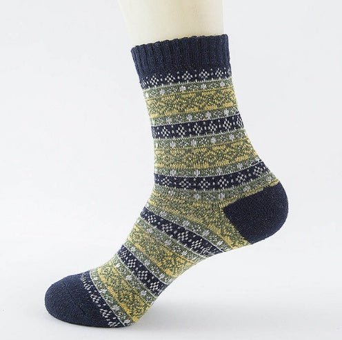 Chaussettes en Laine Épaisses et Chaudes avec Rayures - Chaussettes Décontractées et Professionnelles - Allomarc.com