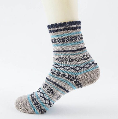 Chaussettes en Laine Épaisses et Chaudes avec Rayures - Chaussettes Décontractées et Professionnelles - Allomarc.com
