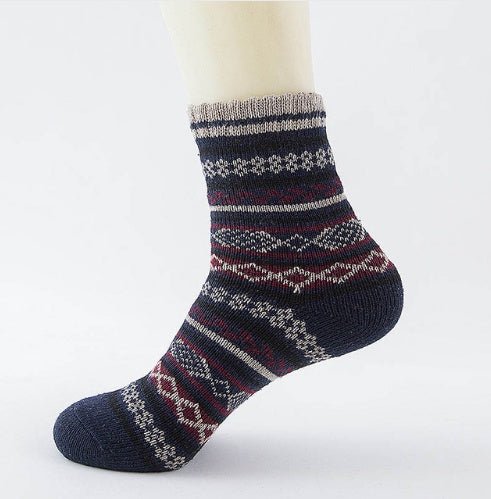 Chaussettes en Laine Épaisses et Chaudes avec Rayures - Chaussettes Décontractées et Professionnelles - Allomarc.com