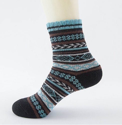 Chaussettes en Laine Épaisses et Chaudes avec Rayures - Chaussettes Décontractées et Professionnelles - Allomarc.com