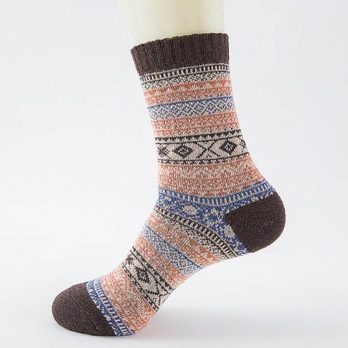 Chaussettes en Laine Épaisses et Chaudes avec Rayures - Chaussettes Décontractées et Professionnelles - Allomarc.com