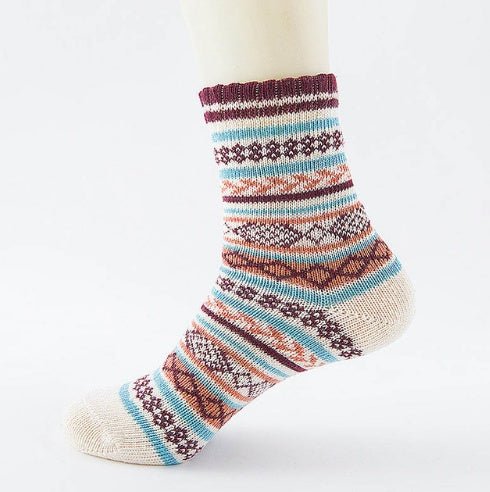 Chaussettes en Laine Épaisses et Chaudes avec Rayures - Chaussettes Décontractées et Professionnelles - Allomarc.com