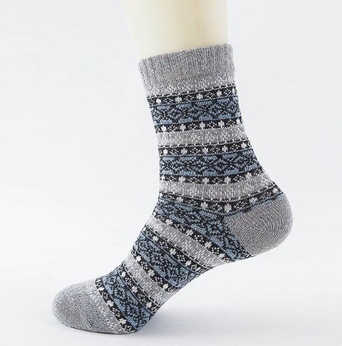 Chaussettes en Laine Épaisses et Chaudes avec Rayures - Chaussettes Décontractées et Professionnelles - Allomarc.com