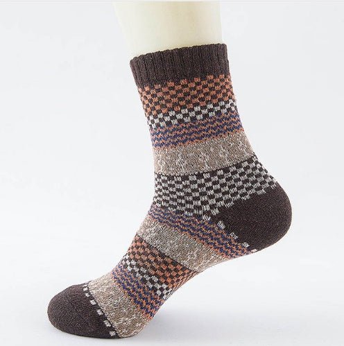 Chaussettes en Laine Épaisses et Chaudes avec Rayures - Chaussettes Décontractées et Professionnelles - Allomarc.com