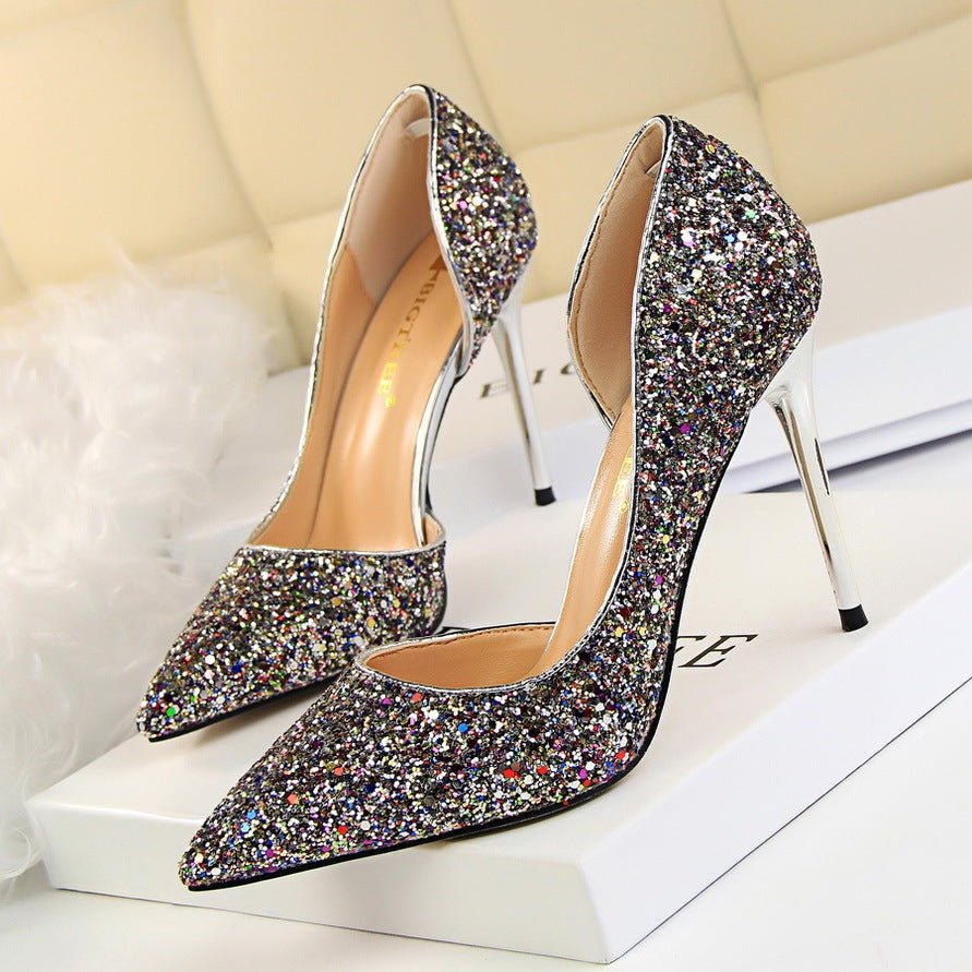 Chaussures à Talons Aiguilles pour Femmes - Escarpins à Sequins - Allomarc.com