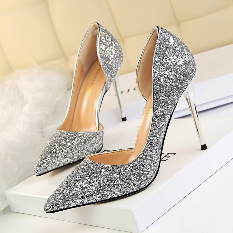 Chaussures à Talons Aiguilles pour Femmes - Escarpins à Sequins - Allomarc.com
