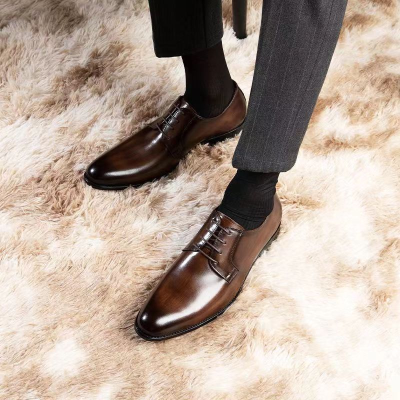 Chaussures en Cuir pour Hommes Respirantes à Lacets - Allomarc.com