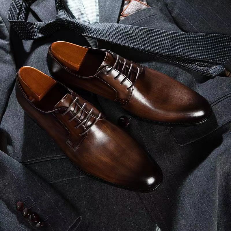 Chaussures en Cuir pour Hommes Respirantes à Lacets - Allomarc.com