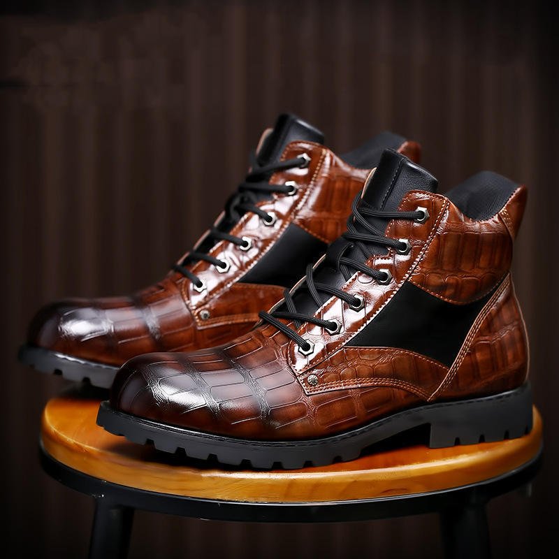Chaussures en Cuir Vintage pour Hommes - Mid - top - Allomarc.com
