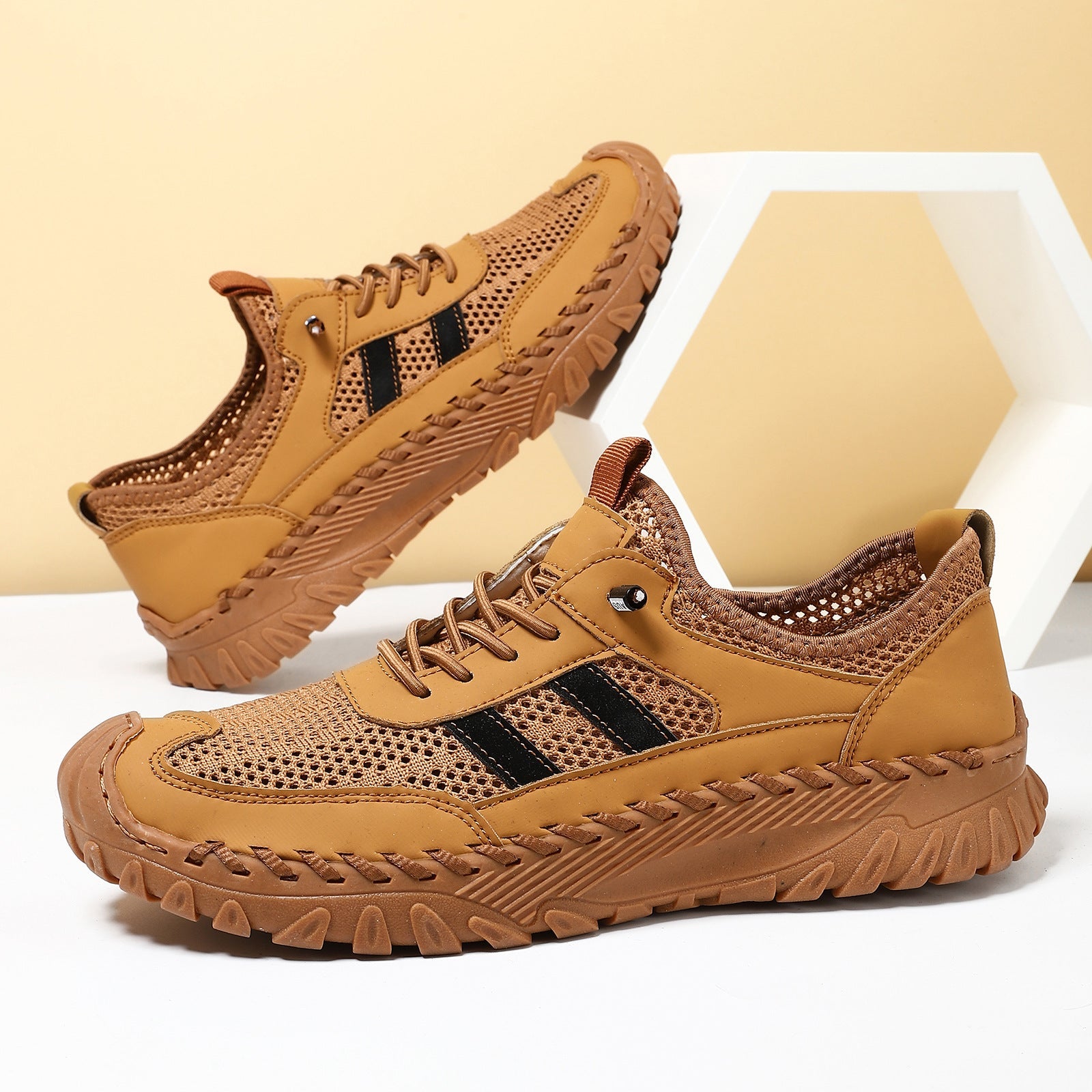 Chaussures Pour Hommes en Cuir de Vachette Plus Size en Maille de Mode Coréenne - Allomarc.com