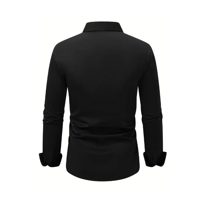 Chemise pour homme à boutons business - Chemise d'été unie à manches longues - Allomarc.com