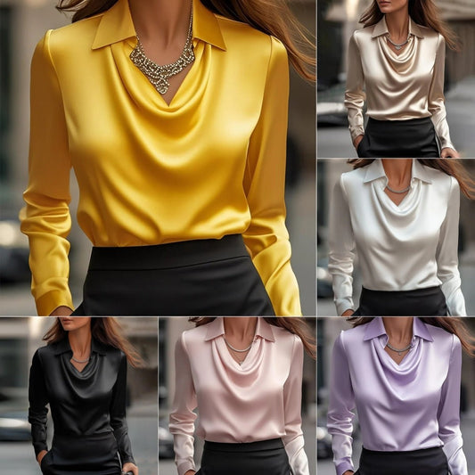 Chemises et Blouses Élégantes Satinées à Col Swing pour Femmes - Allomarc.com