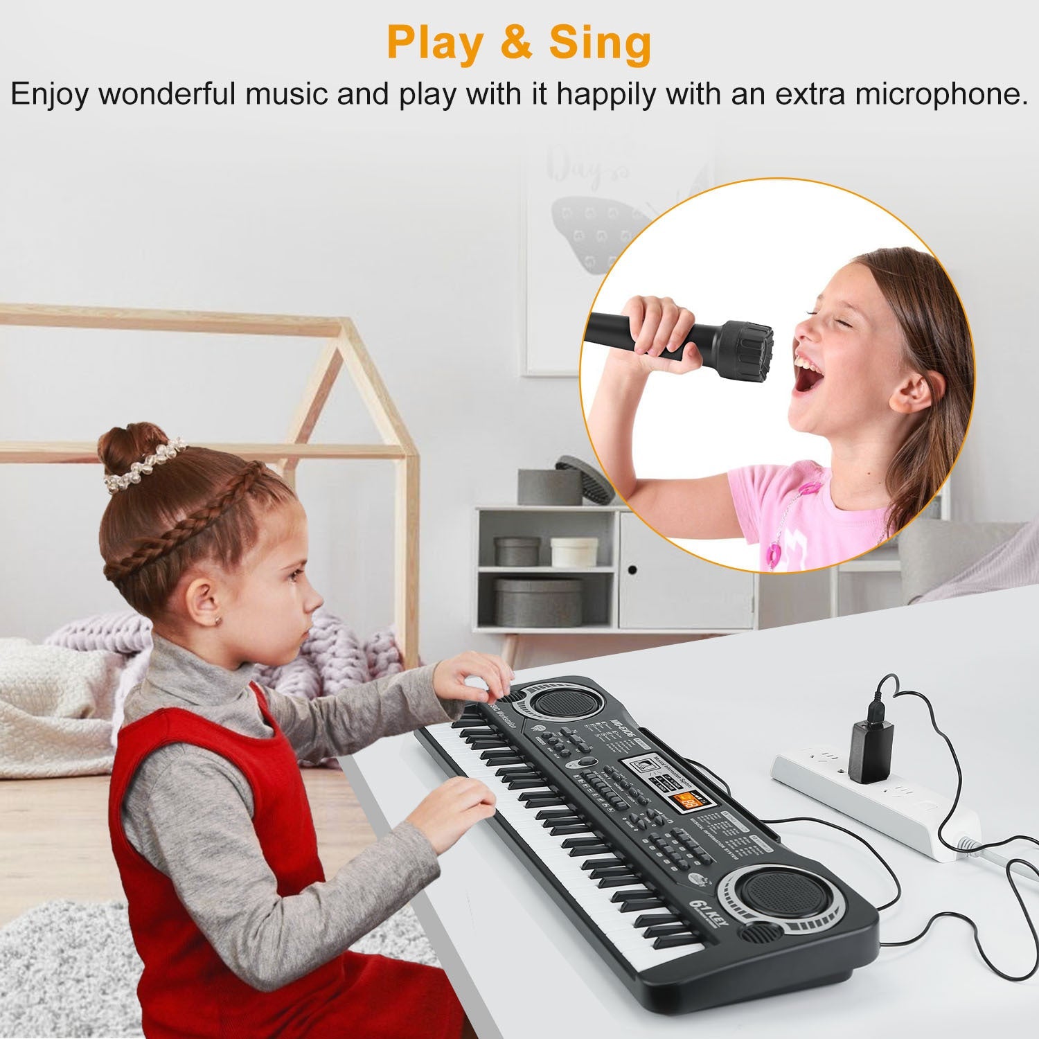 Clavier Électronique 61 Touches pour Enfants - Piano Numérique avec Microphone - Allomarc.com