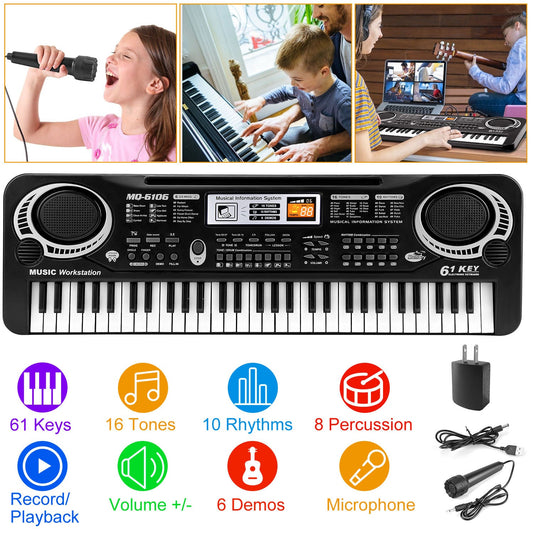 Clavier Électronique 61 Touches pour Enfants - Piano Numérique avec Microphone - Allomarc.com
