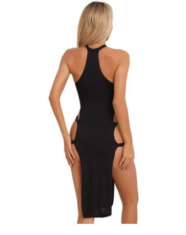 Collants Sexy en Soie Glacée à Taille Haute avec Fente - Allomarc.com