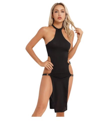 Collants Sexy en Soie Glacée à Taille Haute avec Fente - Allomarc.com