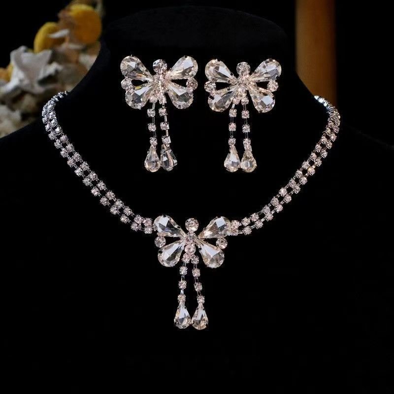 Collier à Franges Long avec Ensemble de Boucles d'Oreilles Deux - Pièces - Allomarc.com