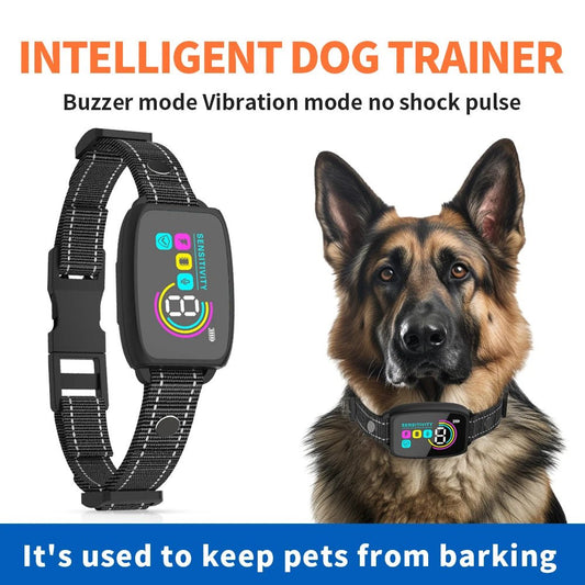 Collier Anti - Aboiement Automatique Rechargeable pour Chiens avec Affichage Numérique HD et Étanchéité IP67 - Allomarc.com