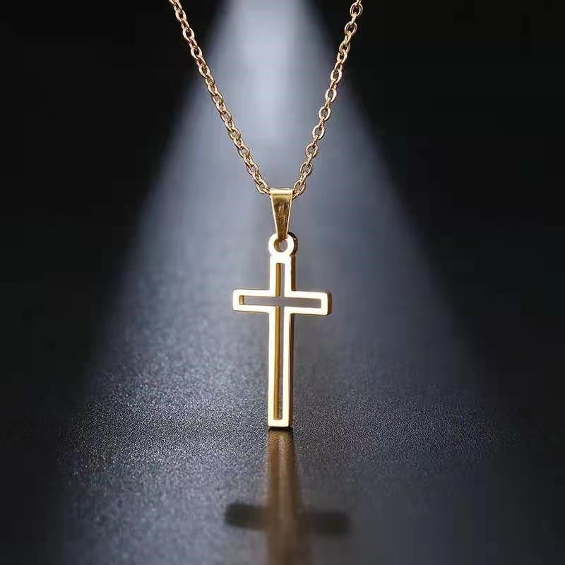 Collier Croix Style Hip Hop en Acier Titane pour Hommes et Femmes - Allomarc.com