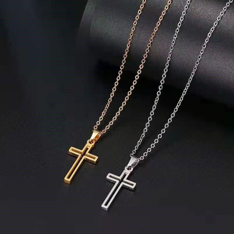 Collier Croix Style Hip Hop en Acier Titane pour Hommes et Femmes - Allomarc.com