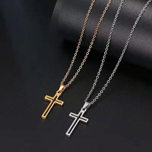 Collier Croix Style Hip Hop en Acier Titane pour Hommes et Femmes - Allomarc.com
