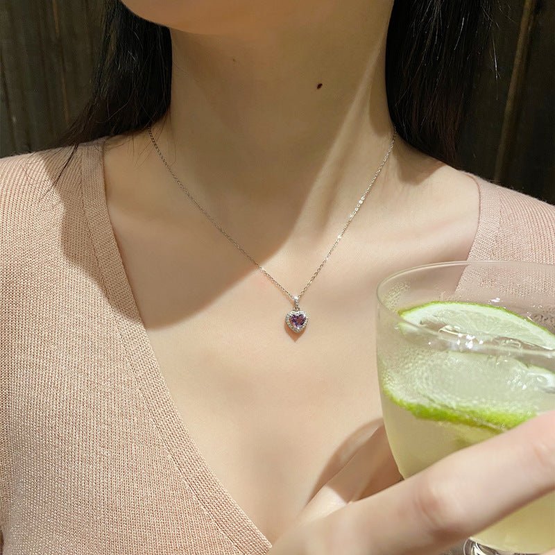 Collier en Argent S925 avec Gemmes Naturelles Colorées en Améthyste pour Femmes - Allomarc.com